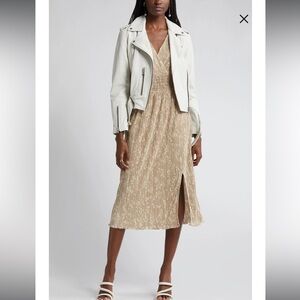 NWT Flutter Sleeve Plissé Midi Dress
